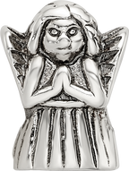 Sterling Silver 925 Praying Angel Bead with Antiqued Finish Solid