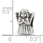 Sterling Silver 925 Praying Angel Bead with Antiqued Finish Solid