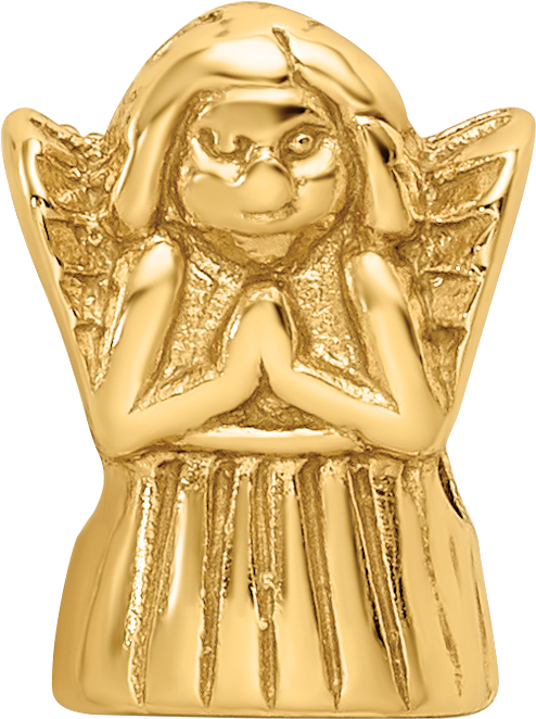 Sterling Silver 925 Gold-Plated Praying Angel Bead with Polished Finish