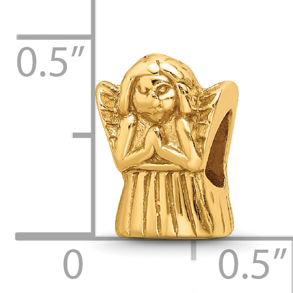 Sterling Silver 925 Gold-Plated Praying Angel Bead with Polished Finish