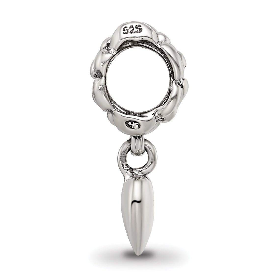 Sterling Silver 925 Heart Dangle Bead with Antiqued Finish  Elegant and Solid Design Secondary image
