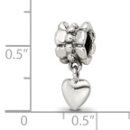 Sterling Silver 925 Heart Dangle Bead with Antiqued Finish  Elegant and Solid Design