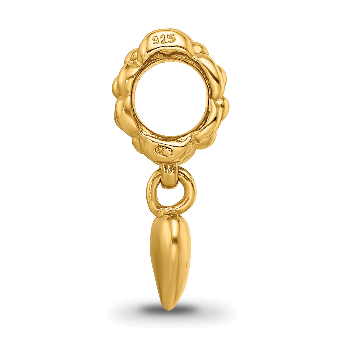 Sterling Silver 925 Gold-Plated Heart Dangle Bead with Polished Finish Secondary image