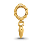 Sterling Silver 925 Gold-Plated Heart Dangle Bead with Polished Finish