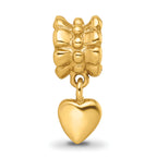 Sterling Silver 925 Gold-Plated Heart Dangle Bead with Polished Finish