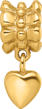 Sterling Silver 925 Gold-Plated Heart Dangle Bead with Polished Finish