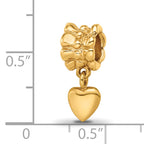 Sterling Silver 925 Gold-Plated Heart Dangle Bead with Polished Finish