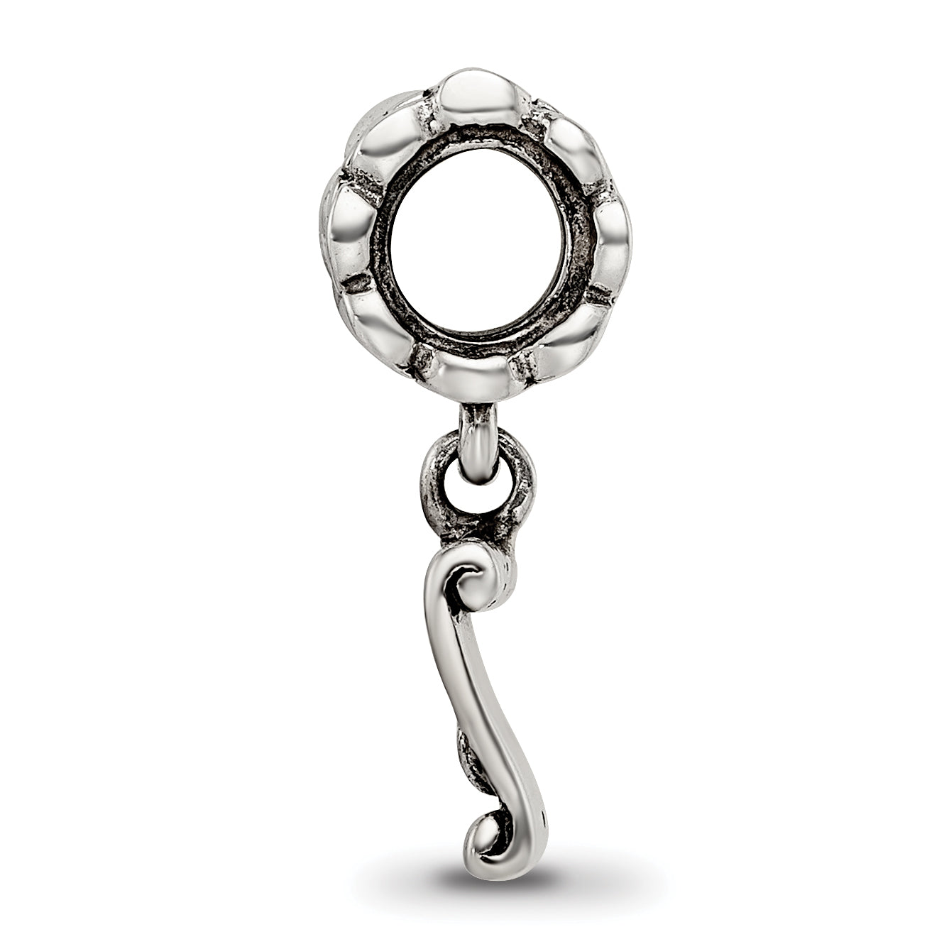 Sterling Silver 925 Love Note Dangle Bead with Antiqued Finish Charm