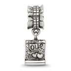 Sterling Silver 925 Love Note Dangle Bead with Antiqued Finish Charm
