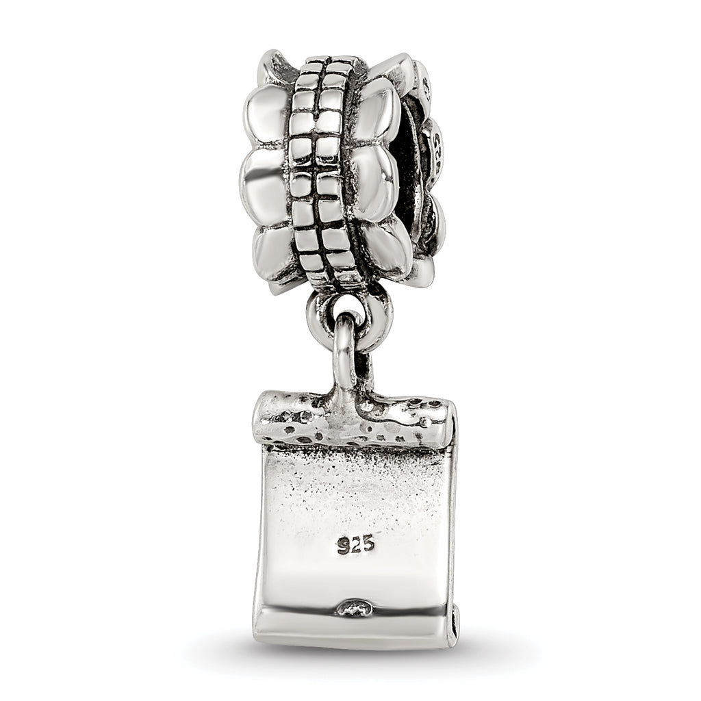 Sterling Silver 925 Love Note Dangle Bead with Antiqued Finish Charm