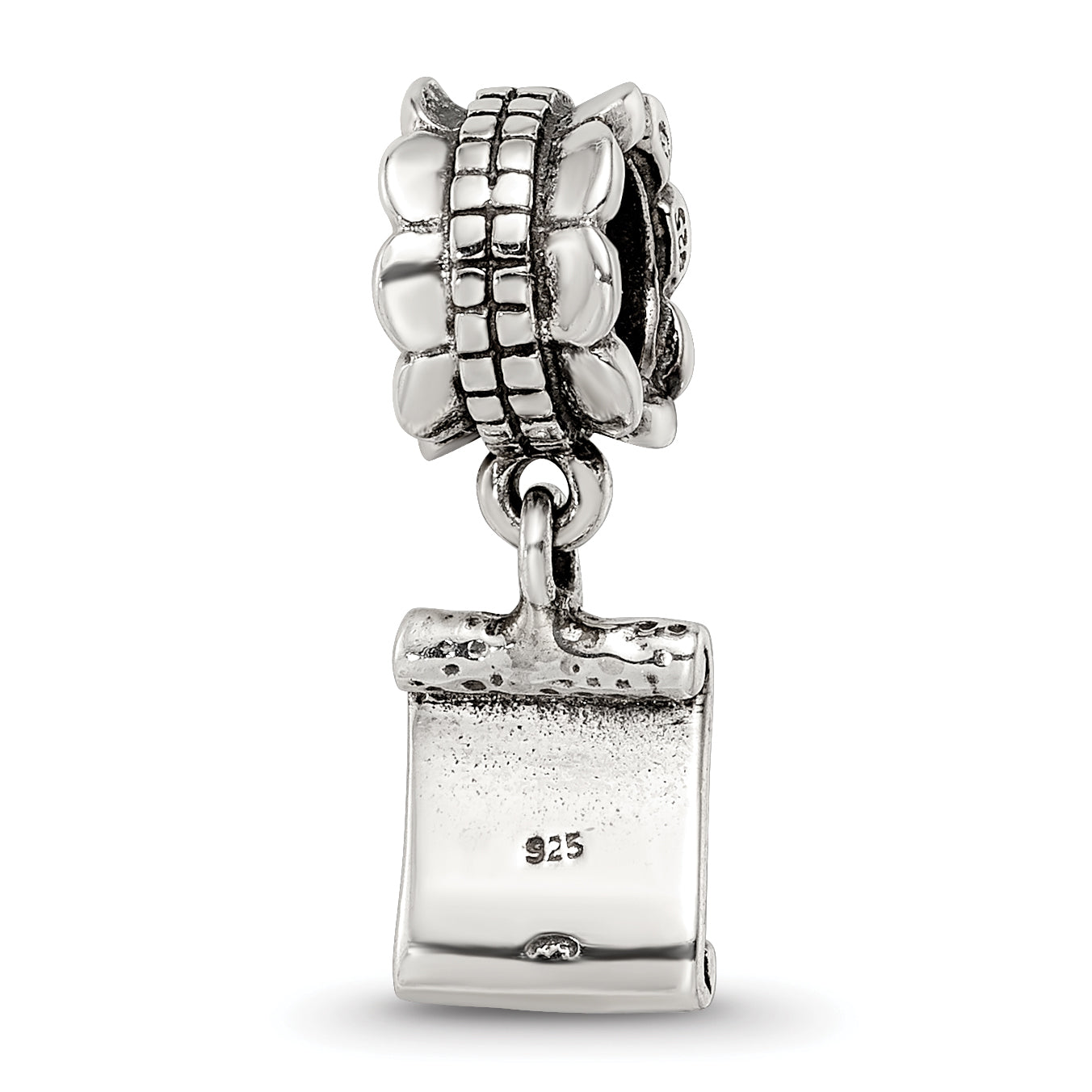 Sterling Silver 925 Love Note Dangle Bead with Antiqued Finish Charm