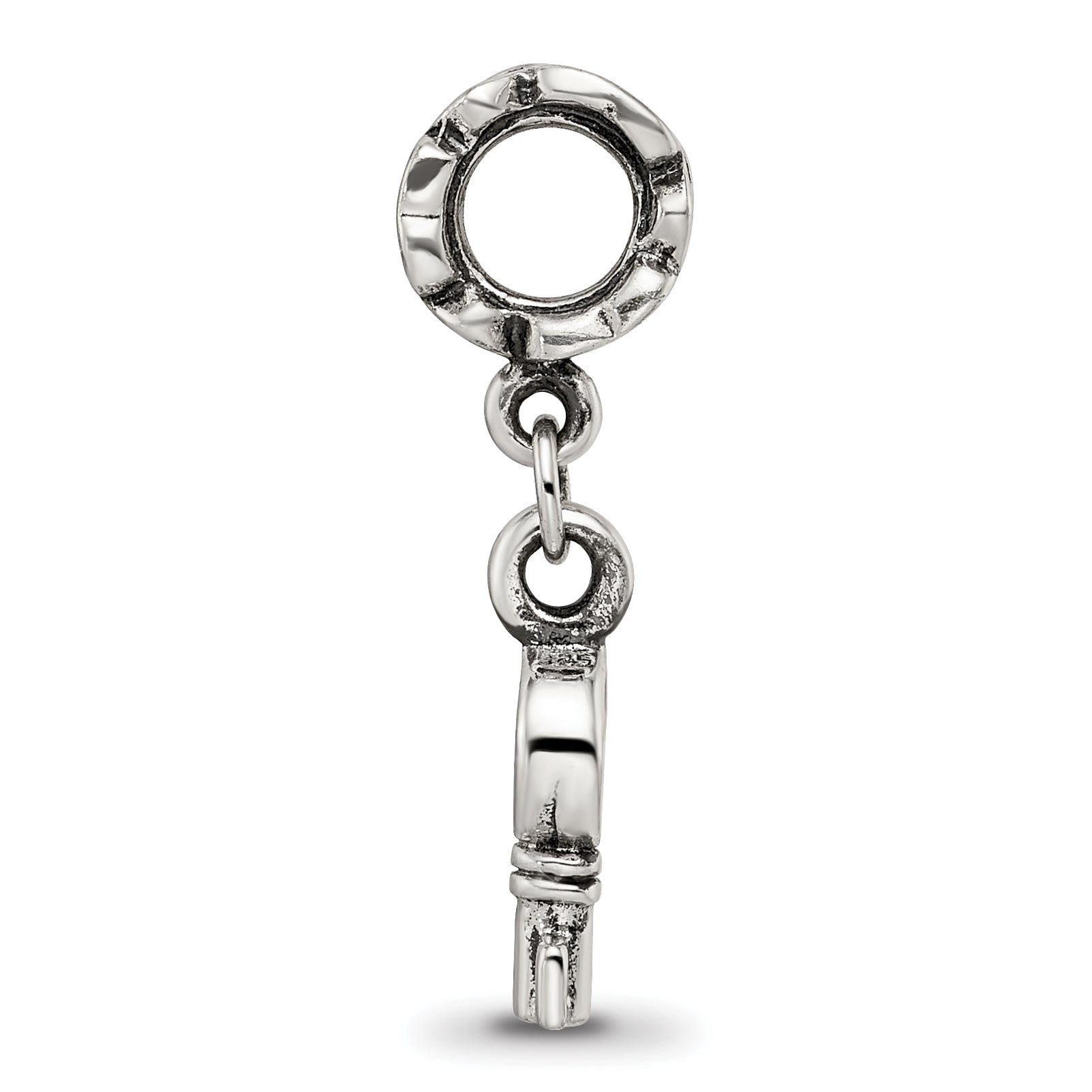 Sterling Silver 925 Dangle Bead with Antiqued Hearts Charm Elegant Design