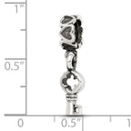 Sterling Silver 925 Dangle Bead with Antiqued Hearts Charm Elegant Design