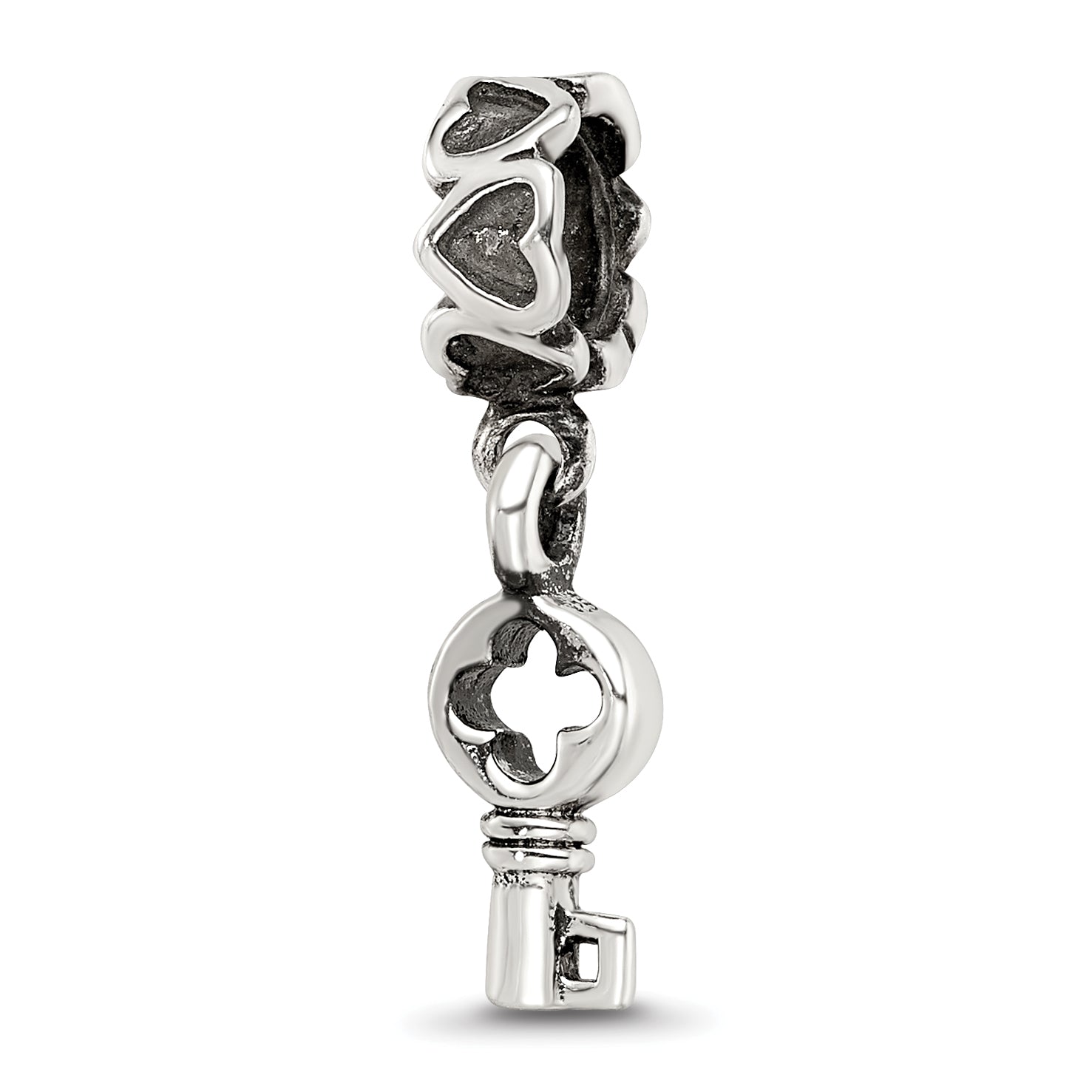 Sterling Silver Reflections Key Dangle with Hearts Bead Main image