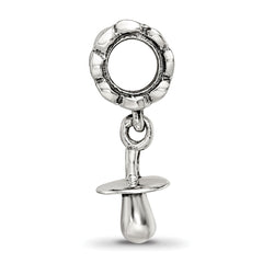 Sterling Silver 925 Baby Pacifier Dangle Bead with Antiqued Finish