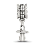 Sterling Silver 925 Baby Pacifier Dangle Bead with Antiqued Finish