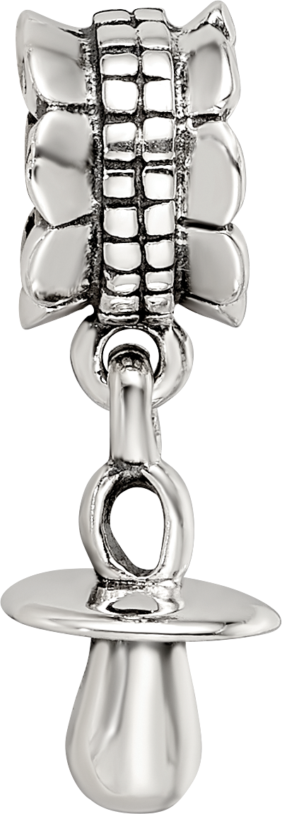 Sterling Silver 925 Baby Pacifier Dangle Bead with Antiqued Finish
