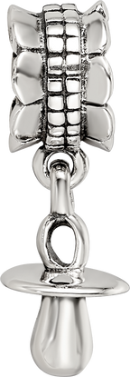 Sterling Silver 925 Baby Pacifier Dangle Bead with Antiqued Finish
