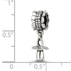 Sterling Silver 925 Baby Pacifier Dangle Bead with Antiqued Finish