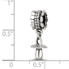 Sterling Silver 925 Baby Pacifier Dangle Bead with Antiqued Finish