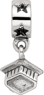 Sterling Silver 925 Dangle Bead with Antiqued Graduation Cap Design