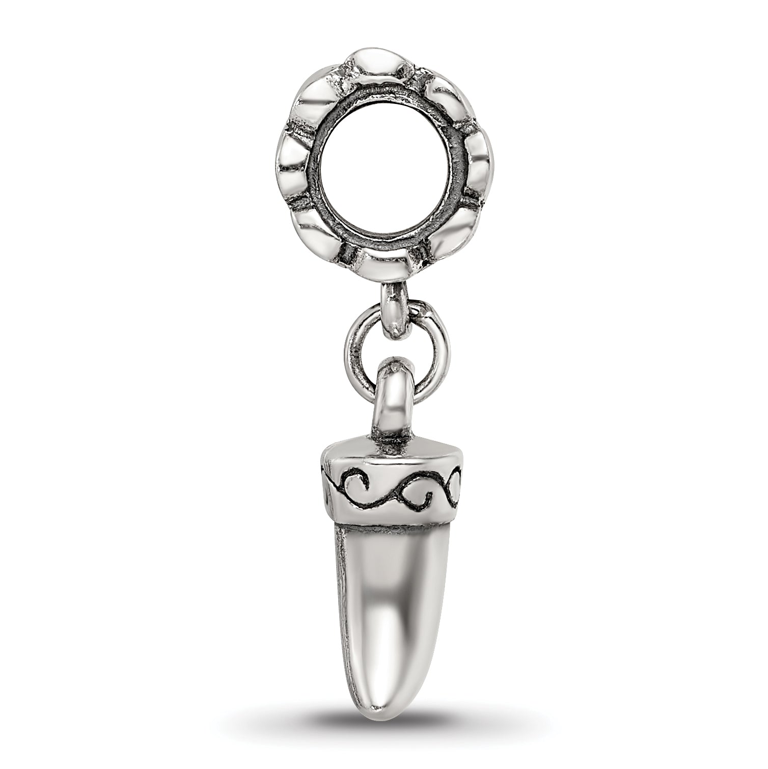 Sterling Silver 925 Tiger Claw Dangle Bead with Antiqued Finish Secondary image
