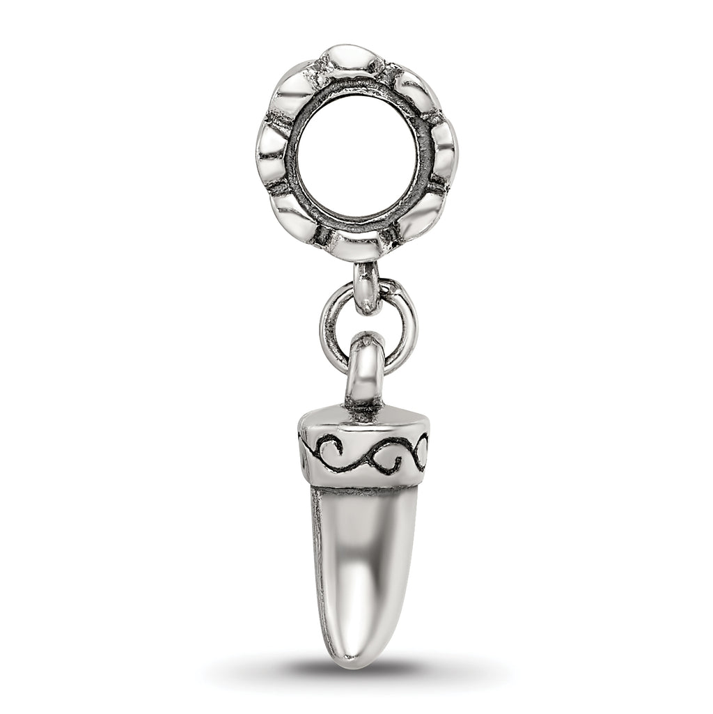 Sterling Silver 925 Tiger Claw Dangle Bead with Antiqued Finish