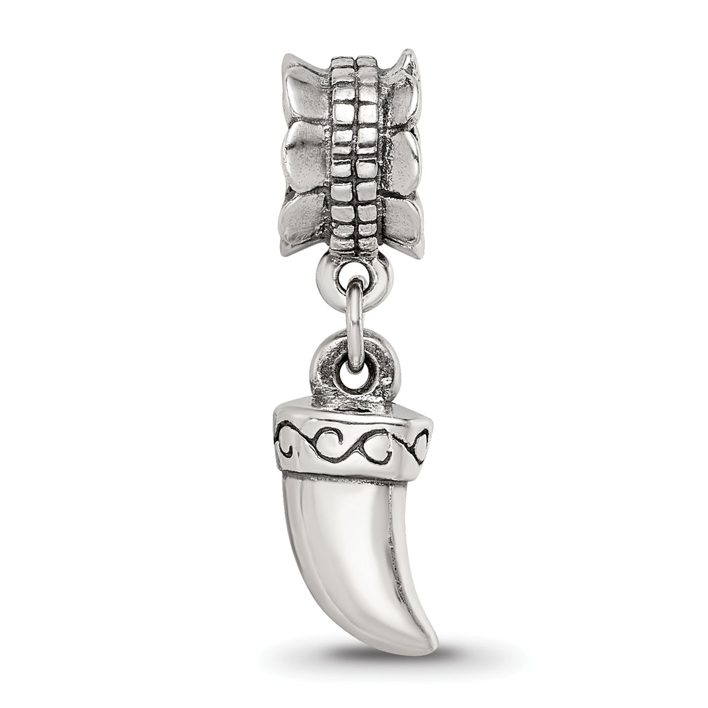 Sterling Silver 925 Tiger Claw Dangle Bead with Antiqued Finish