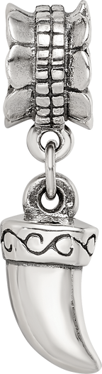Sterling Silver 925 Tiger Claw Dangle Bead with Antiqued Finish