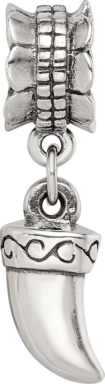 Sterling Silver 925 Tiger Claw Dangle Bead with Antiqued Finish