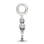 Sterling Silver 925 Dolphin Dangle Bead with Antiqued Finish