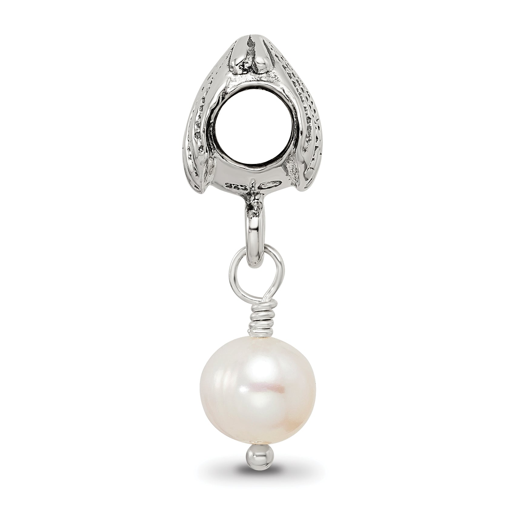 Sterling Silver 925 Pearl Dangle Bead with Antique Finish Elegant Design Secondary image