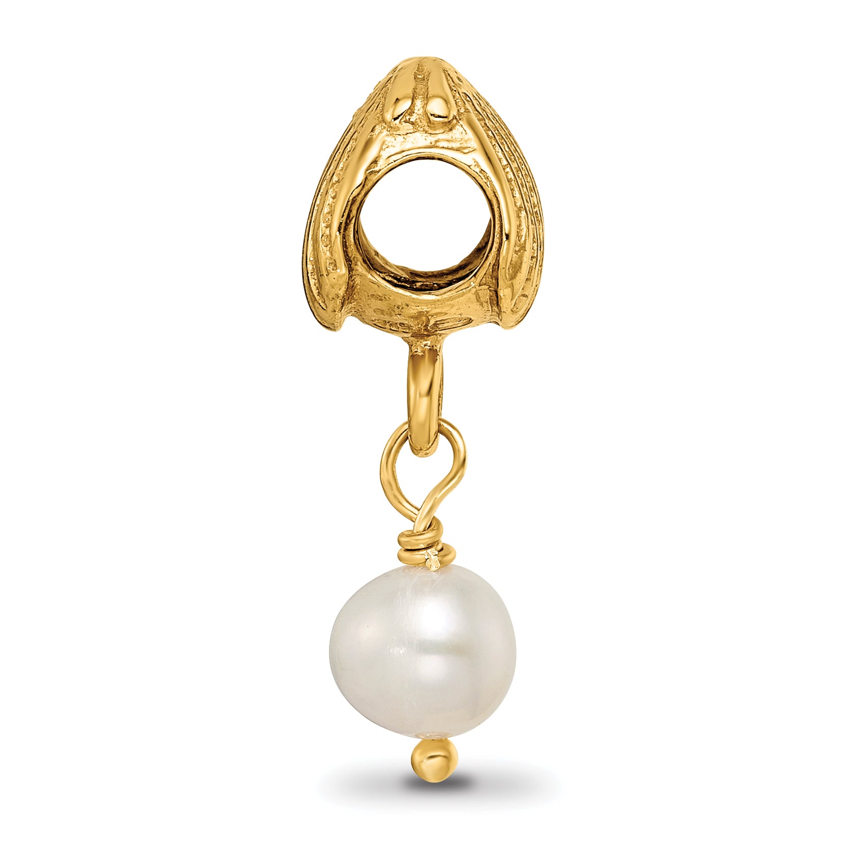 Sterling Silver Gold-Plated Cultured Pearl Dangle Bead Polished Finish Secondary image