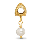 Sterling Silver Gold-Plated Cultured Pearl Dangle Bead Polished Finish