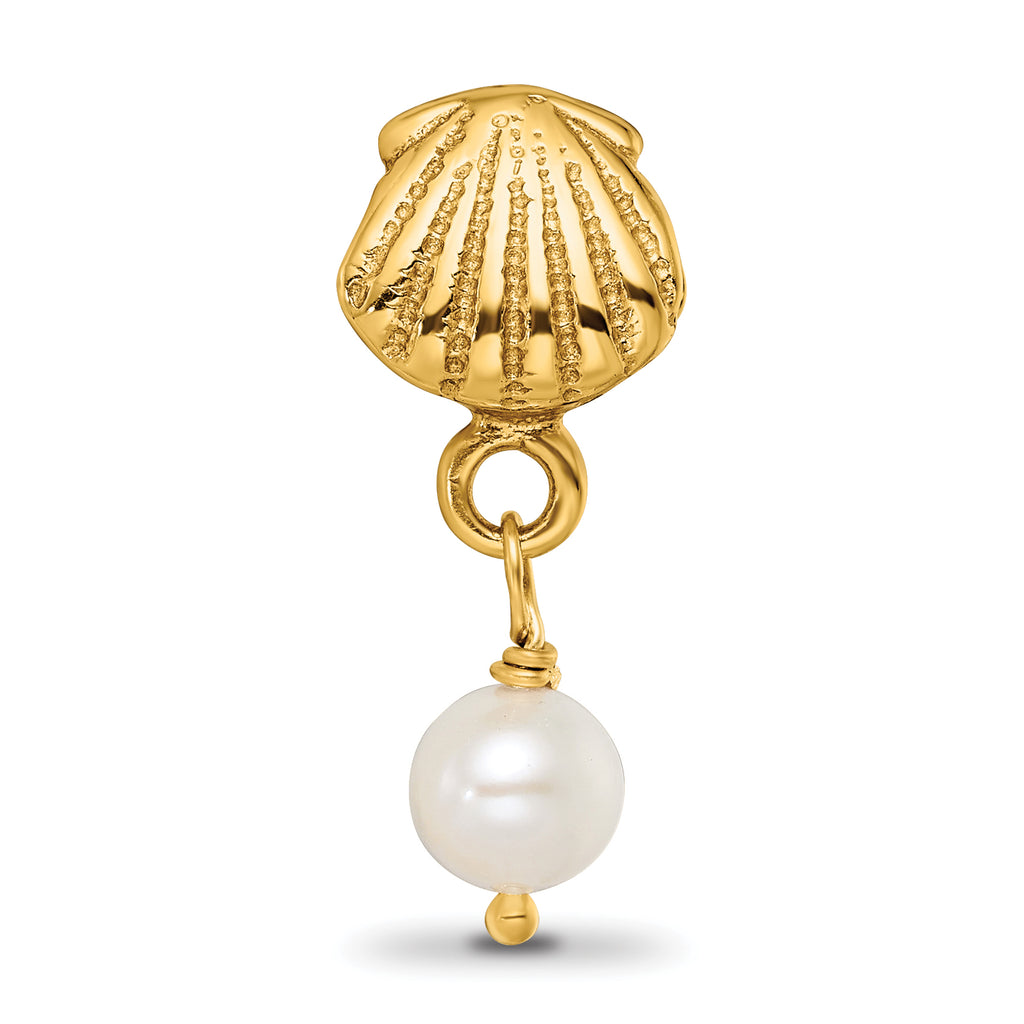 Sterling Silver Gold-Plated Cultured Pearl Dangle Bead Polished Finish