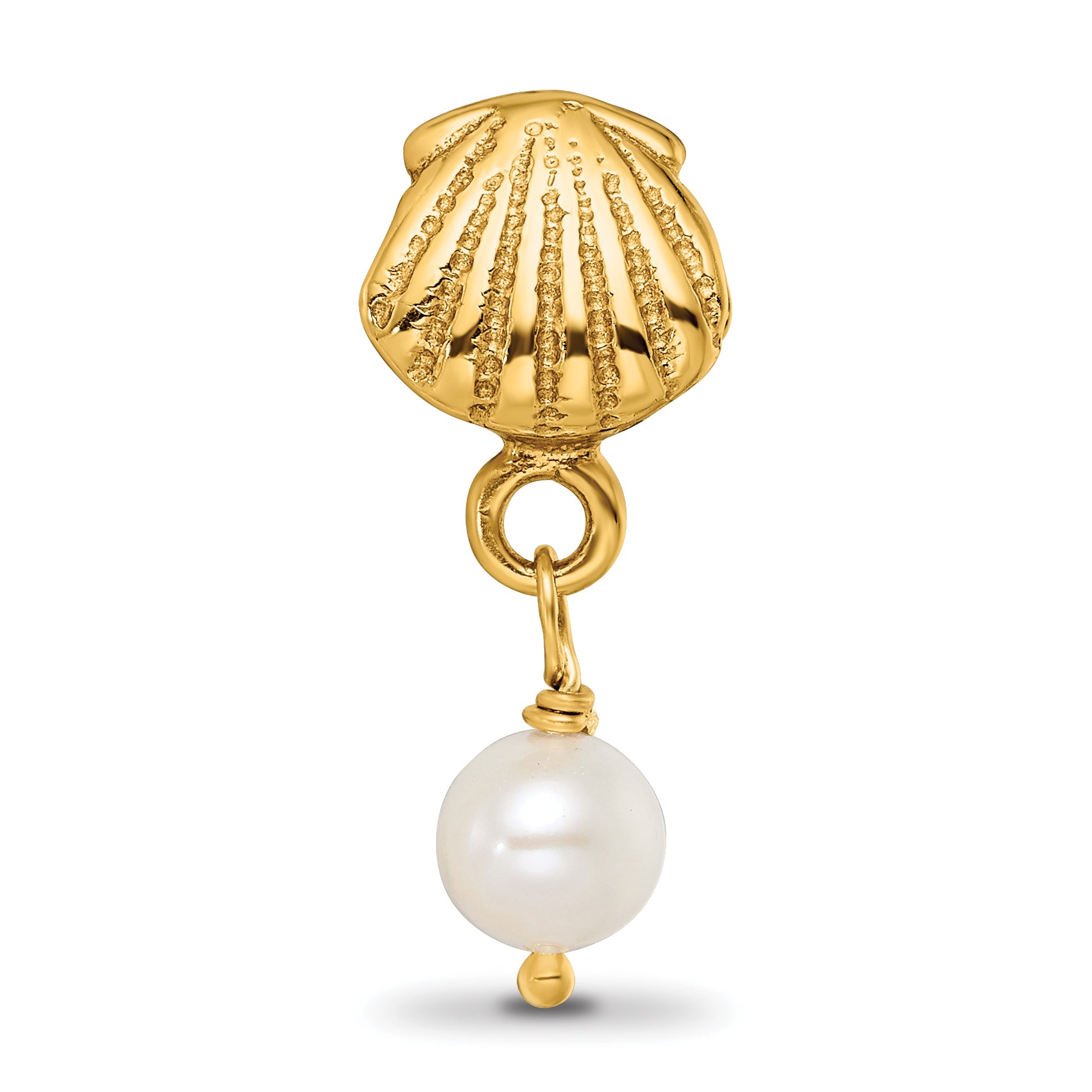 Sterling Silver Gold-Plated Cultured Pearl Dangle Bead Polished Finish