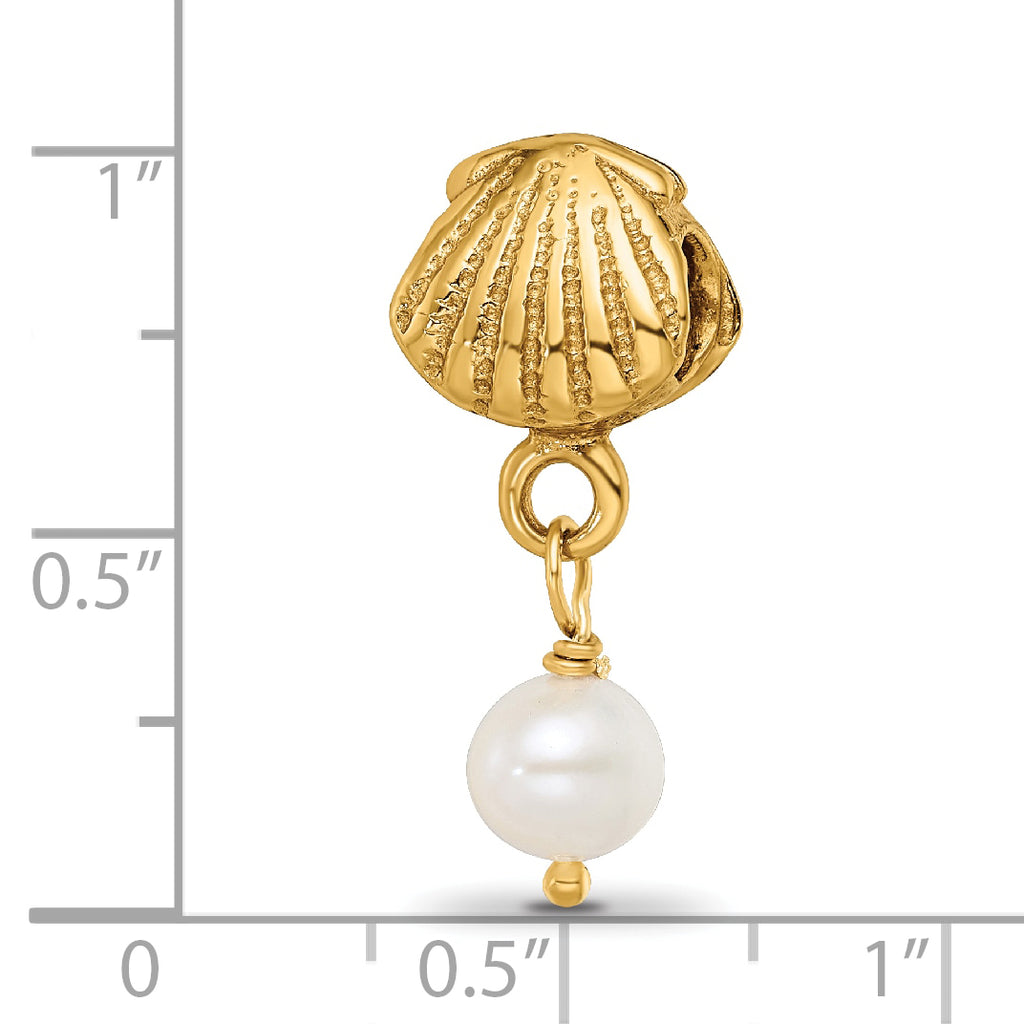 Sterling Silver Gold-Plated Cultured Pearl Dangle Bead Polished Finish