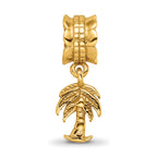 Sterling Silver Gold-Plated Palm Tree Dangle Bead with Polished Finish