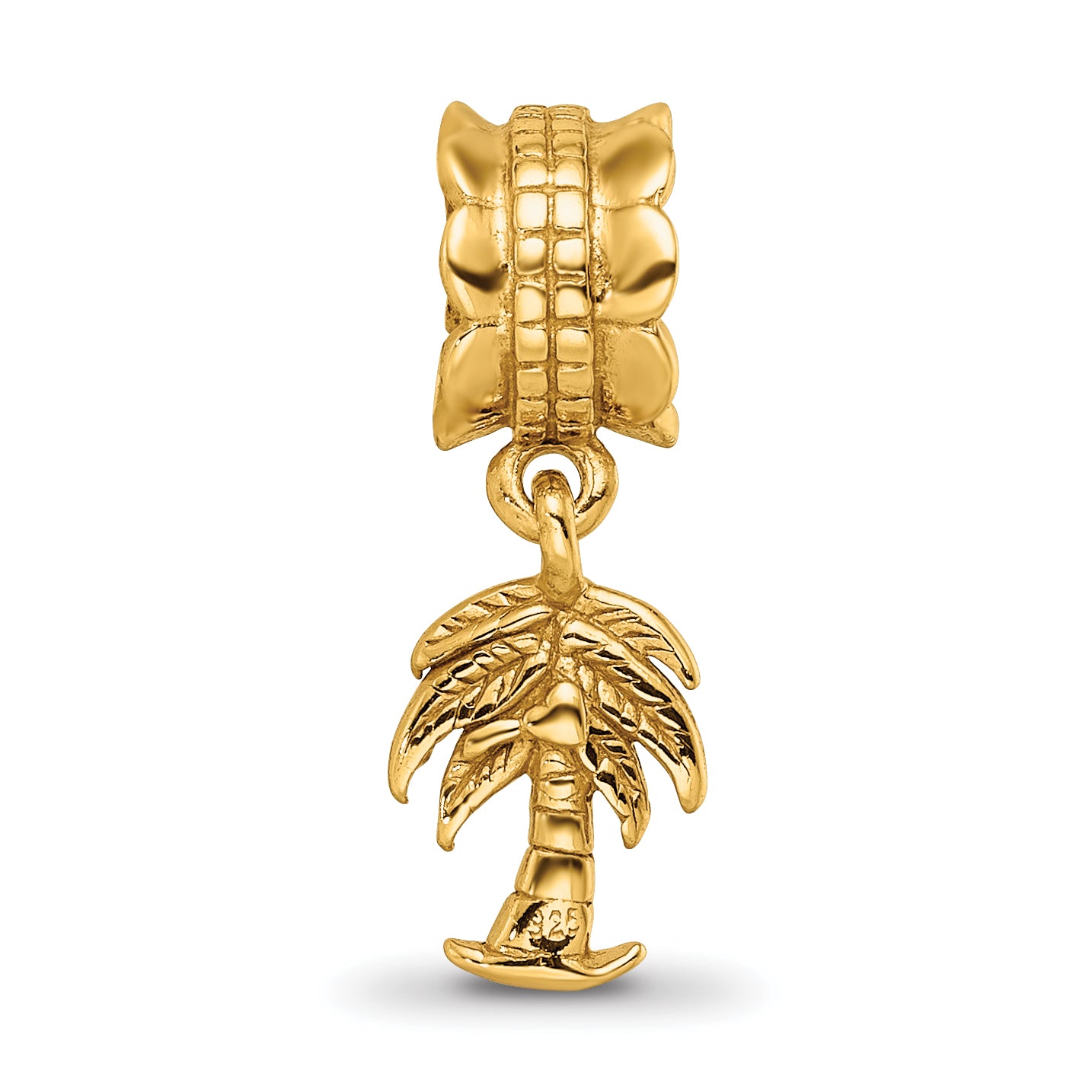 Sterling Silver Gold-Plated Palm Tree Dangle Bead with Polished Finish