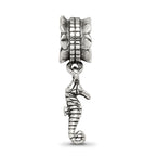 Sterling Silver 925 Seahorse Dangle Bead with Antiqued Finish, Solid Charm Design