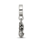 Sterling Silver 925 Mermaid Dangle Bead with Antiqued Finish Solid Cast Design