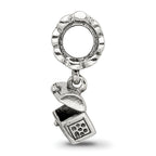 Sterling Silver 925 Antiqued Treasure Chest Dangle Bead  Solid, Vintage Charm