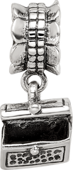 Sterling Silver 925 Antiqued Treasure Chest Dangle Bead  Solid, Vintage Charm