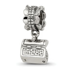 Sterling Silver 925 Antiqued Treasure Chest Dangle Bead  Solid, Vintage Charm