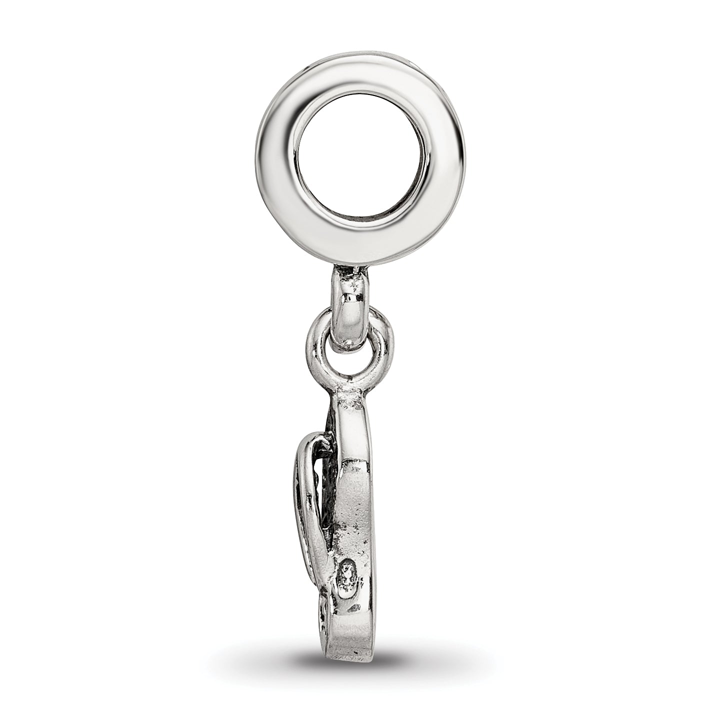 Sterling Silver 925 Flip Flop Dangle Bead with Antiqued Finish