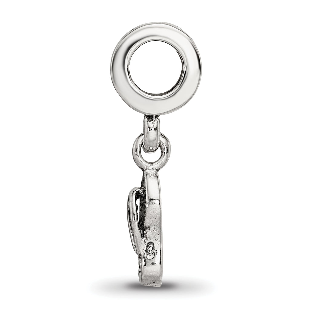 Sterling Silver 925 Flip Flop Dangle Bead with Antiqued Finish