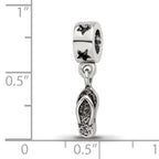 Sterling Silver 925 Flip Flop Dangle Bead with Antiqued Finish