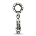 Sterling Silver 925 High Heel Dangle Bead with Antiqued Finish Elegant Charm