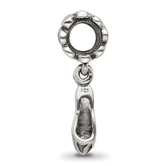 Sterling Silver 925 High Heel Dangle Bead with Antiqued Finish Elegant Charm