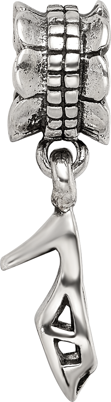 Sterling Silver 925 High Heel Dangle Bead with Antiqued Finish Elegant Charm